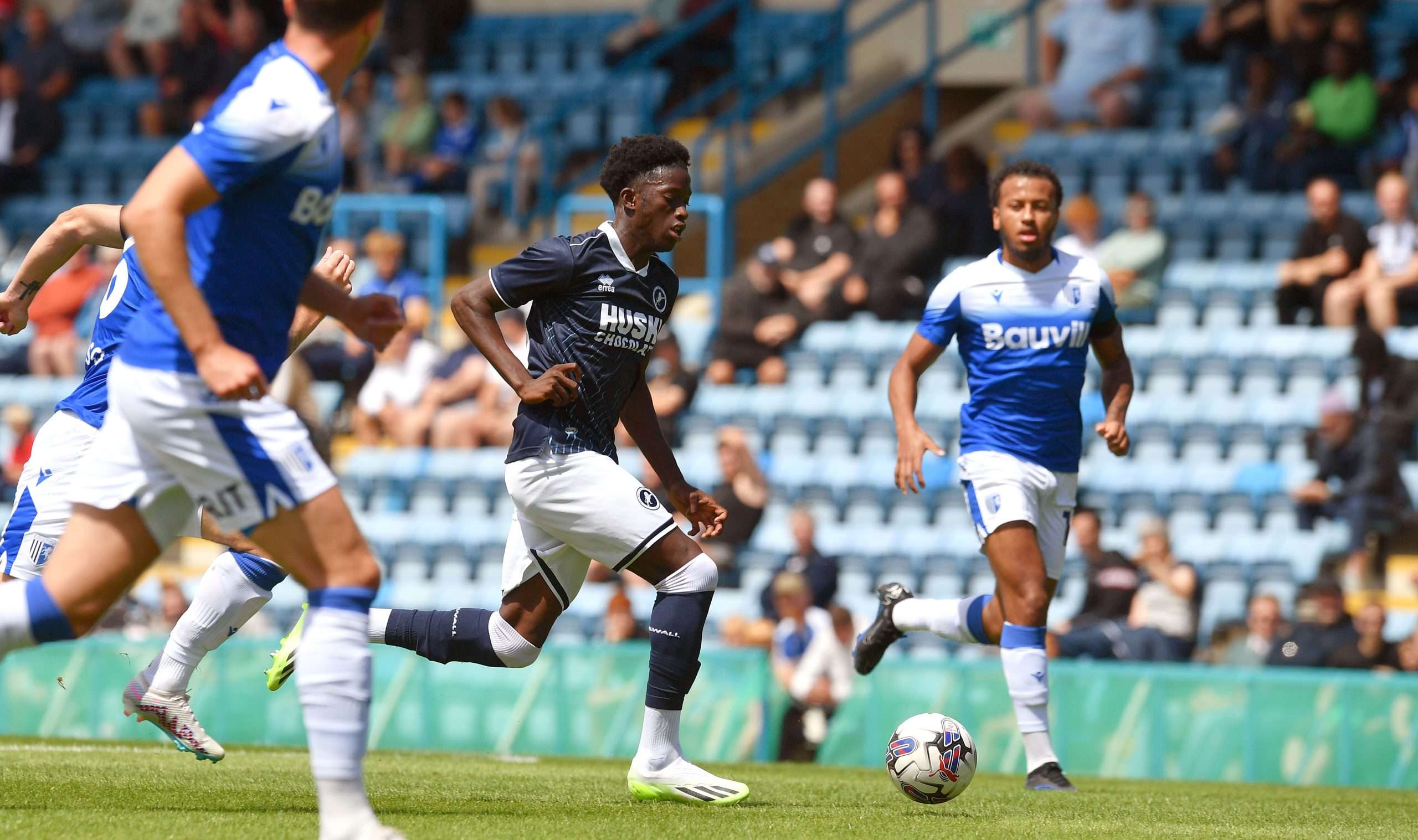 Romain Esse impressed his manager and fans at Gillingham yesterday. Image: Millwall FC