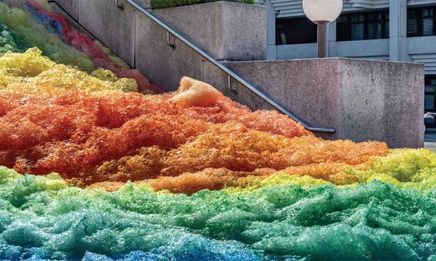 Rainbow foam mountains and biodegradable fireflies