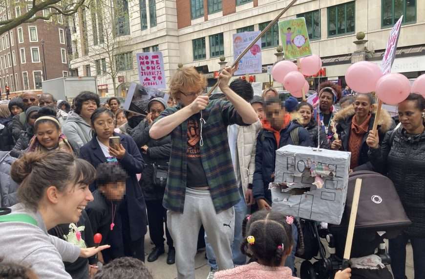 Homeless London families marched on government offices and served housing secretary Michael Gove an ‘eviction notice’ 